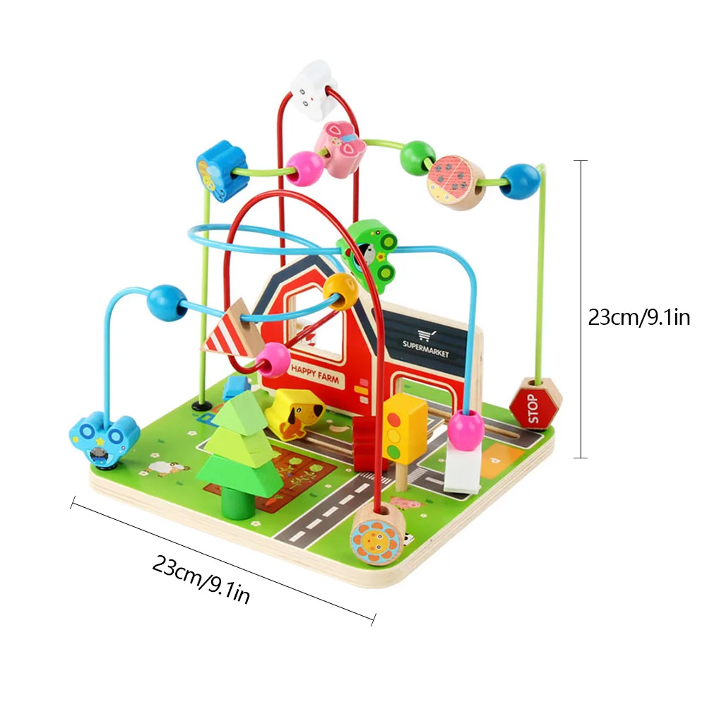 

Baby Montessori Educational Wooden Toys Wooden Circles Bead Wire Maze Roller Coaster Early Learning Toys Baby Birthday Gifts
