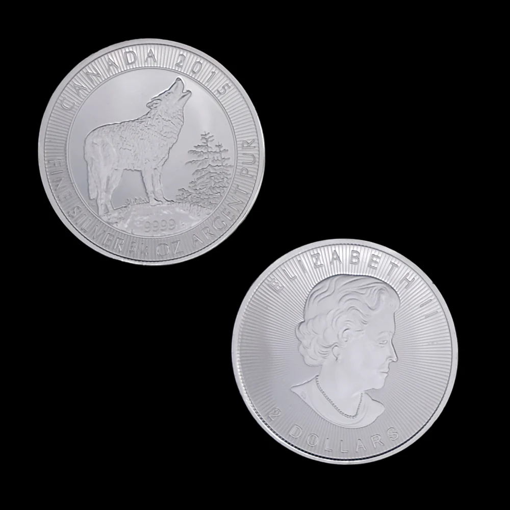 2015 Wildlife Wolf Commemorative Silver Coin 1OZ Elizabeth II Collectibles Gifts | Дом и сад