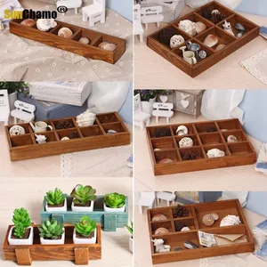 Горшок для растений с 5 ячейками, декоративный винтажный деревянный ящик для суккулентов, прямоугольный Настольный цветочный горшок, садовая коробка