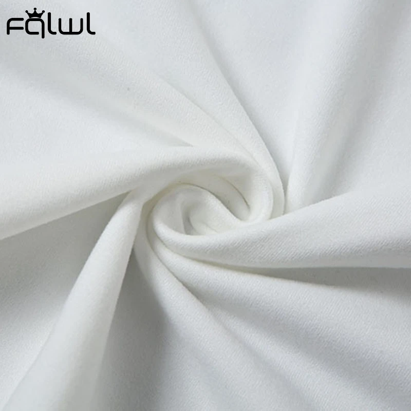 

FQLWL 2021 Two Piece Set Women Outfit Off Soulder Crop Top 2 Piece Skirts Women Set White Bodycon Ruched Sexy Club Matching Sets