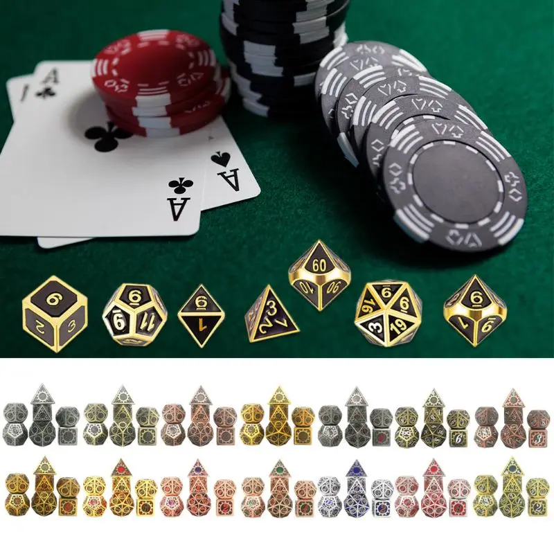 

Metal Dice Set D&D Metal Polyhedral Dice Set DND RPG Role Playing Games Board Game D4 D6 D8 D10 D12 D20