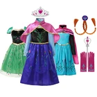 Платья Disney Холодное сердце, модная одежда для девочек, платье на день рождения, Детский Костюм Снежинки, костюм принцессы Анны на Хэллоуин