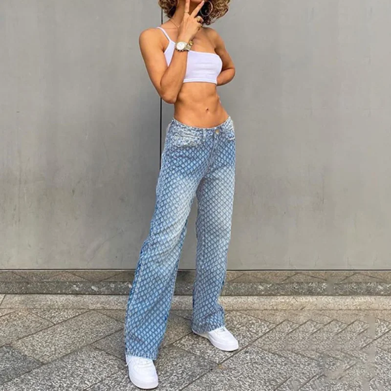 

Distressed High Waist Wide Leg Skater Jeans Dropshipping Vintage trousers Y2k Ripped Baggy Women's Boyfriend Jeans Fall Harajuku