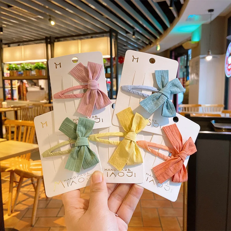 

New Solid Color Fabric Bowknot Children's Hairpin Cute Solid Color Girl Bow Hair Accessories Girls Hair Accessories