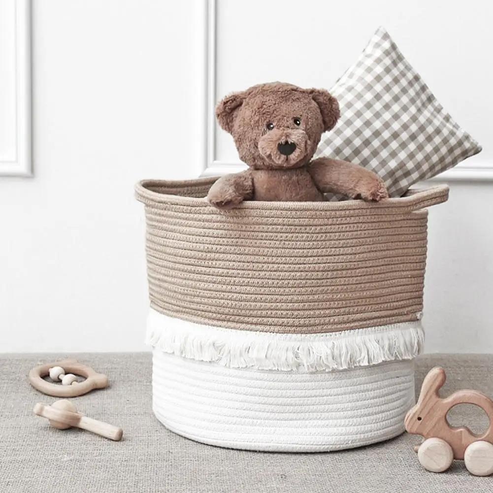 Джутовый хлопковый контейнер для хранения товара сумка игрушек корзина с