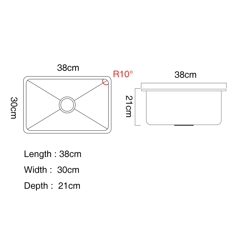 

38x30cm Small Black Bar Sink 304 Stainless Steel Kitchen Sink Undermount Single Bowl For Home Improvement With Drain Accessories