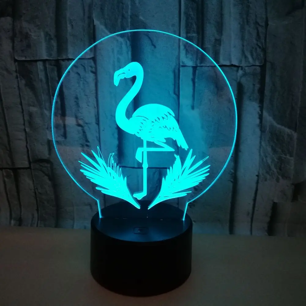 3D Led креативное Usb животное Фламинго 7 красочное визуальное художественное