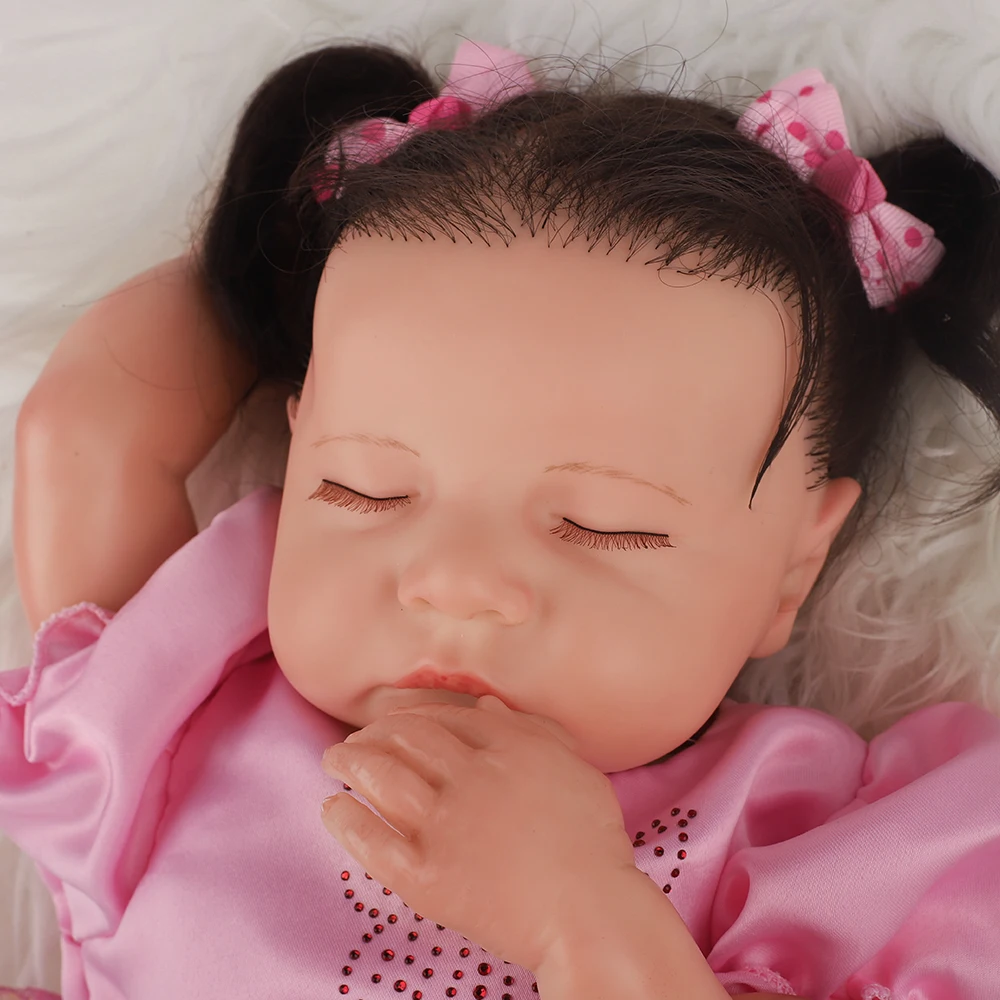 

Hoomai New doll reborn toddler girl red dress lifelike real soft touch full body silicone girl doll