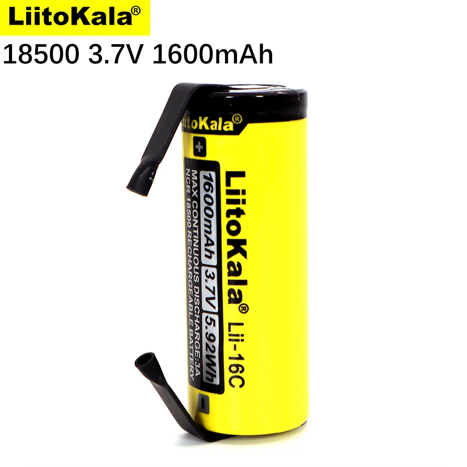1-40PCS LiitoKala Lii-16C 18500 1600mAh 3.7 V rechargeable battery Recarregavel lithium ion for flashlight+DIY Nickel | Электроника