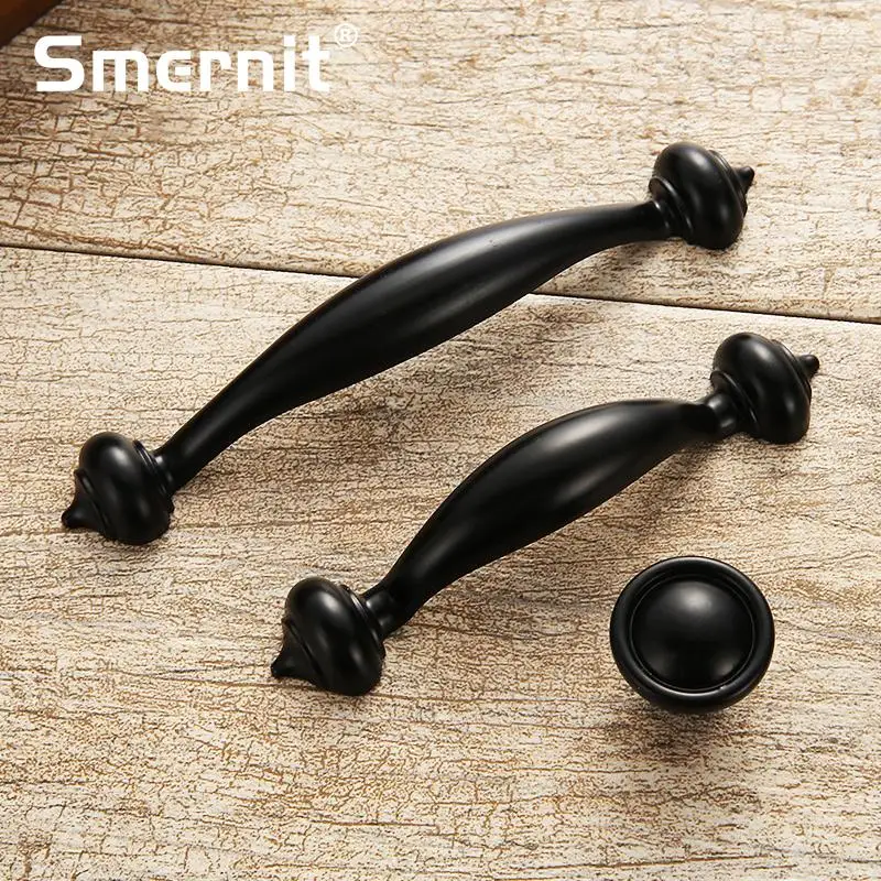 5pcs Furniture Handles and Knobs Continental Black Door Handle Wardrobe Kitchen Cabinet Drawer 96mm/128mm|handles knobs|furniture handledoor knob |