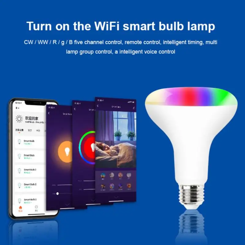 

Aubess BR30 LED TUYA RGB Light Lamp For Alexa Google Home Smart Bulb Lamp AI Interactive Control E27 Lamp Voice Control Dimmable