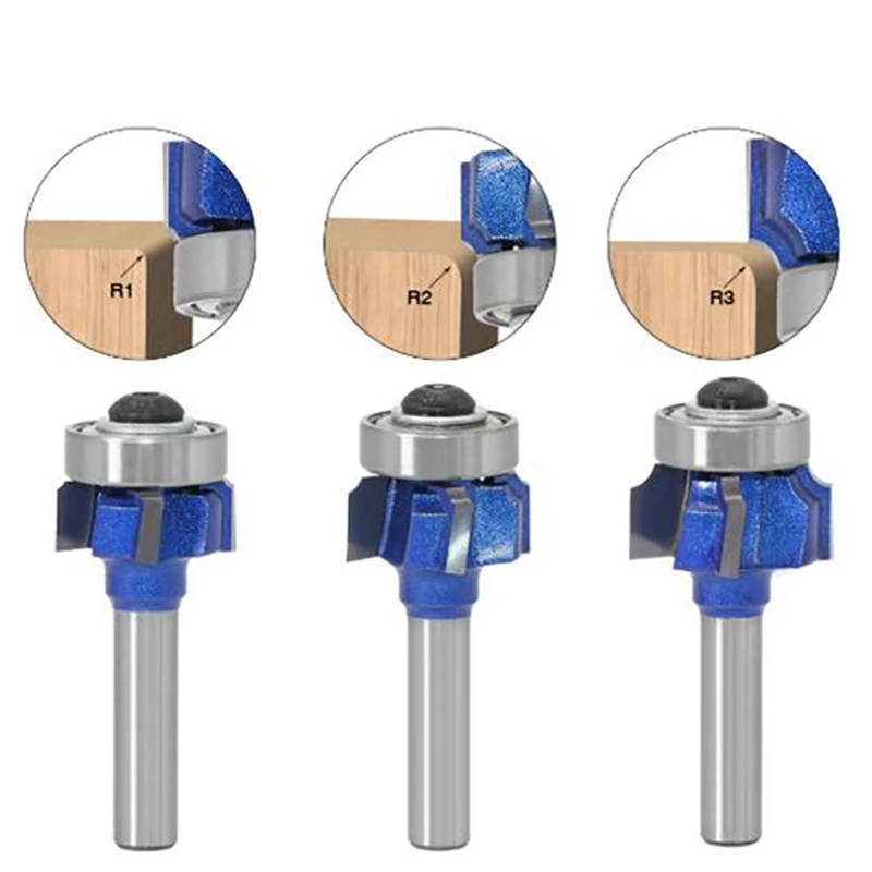 

Woodworking Cone Tenon Milling and Tenoning Machine with Shank Milling Cutter R1mm R2mm R3mm Trimming Knife 3Pcs