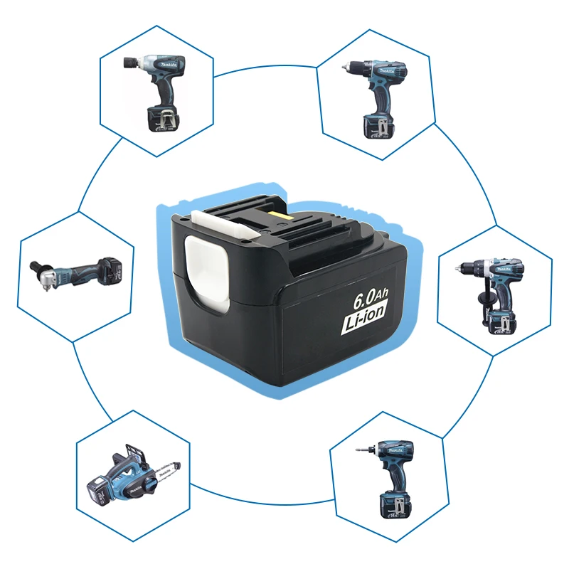 

2PCS BL1460 BL1430 14.4V 6.0Ah Lithium Cordless Power Tools Rechargeable Battery for Makita BL1415 BL1440 194559-8 BDF343 TD131D