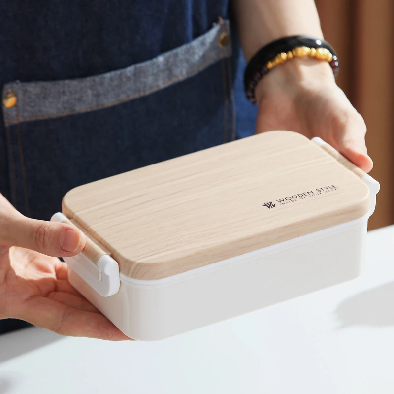 

Microwave Oven Lunch Box Wooden Dishes And Cutlery Food Storage Container For Children School Kids Office Bento Box Port NEW