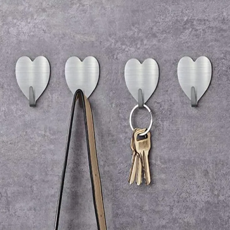 

Creative Metal Cute Heart-shaped Hook Strong Adhesive Paste Wall Bearing Kitchen Hook NO Trace After Paste Door Hook Colorful