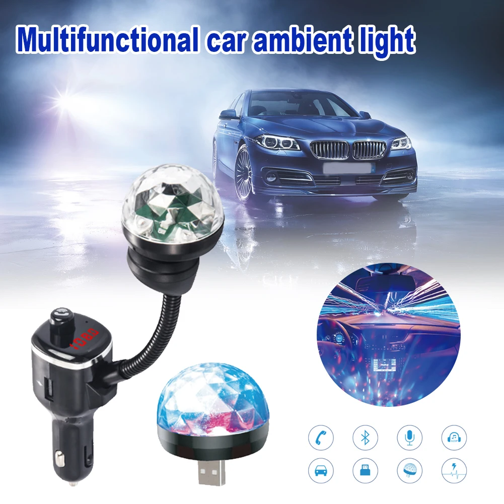 

New Arrivals фм модулятор Car dual USB charger автомагнитолы with ambient light Starry Sky Disco Light MP3 Player 5.0 Bluetooth