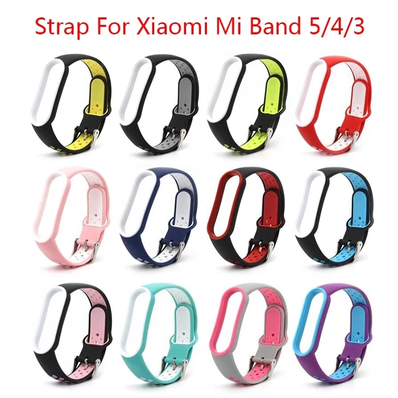 Ремешок силиконовый для Xiaomi Mi Band 5 4 3 сменный Воздухопроницаемый Браслет Для xiaomi