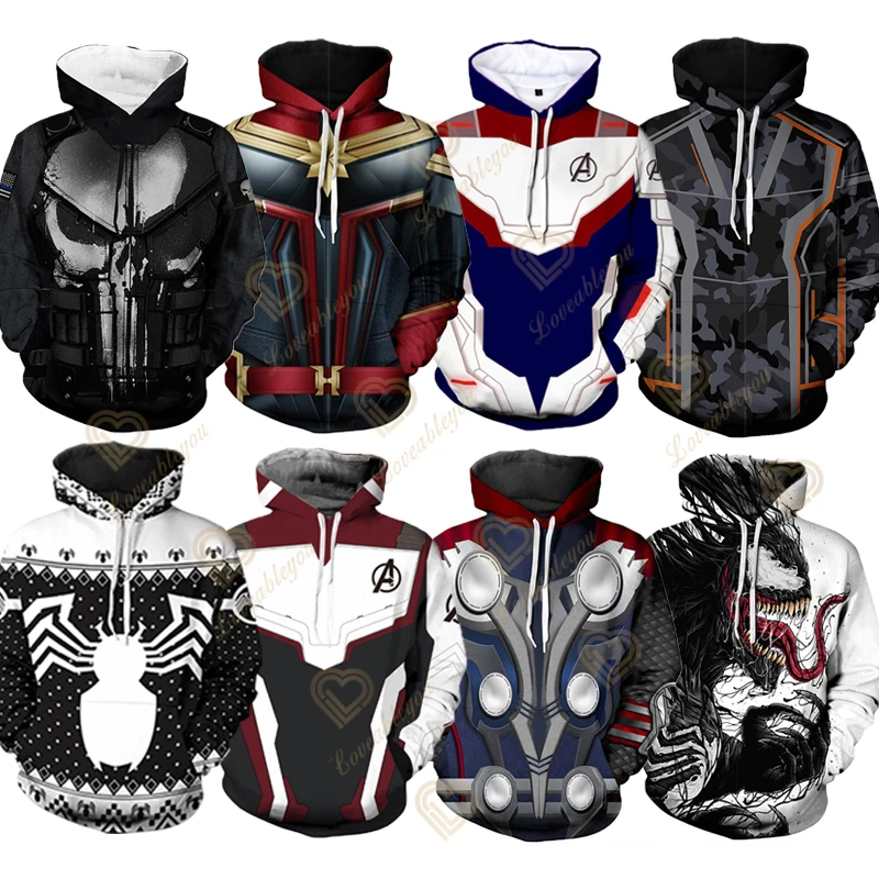 

Movie Captain Cosplay Hoodies Sweatshirts End Game Superhero Jacket Hoodies Zipper for Adult Men Women