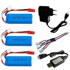 Аккумулятор Lipo 7,4 в 600 мАч, обновленный, для WLtoys K969, K979, K989, K999, P929, P939, детали машинки на радиоуправлении, батарея 7,4 В с зарядным кабелем 3 в 1