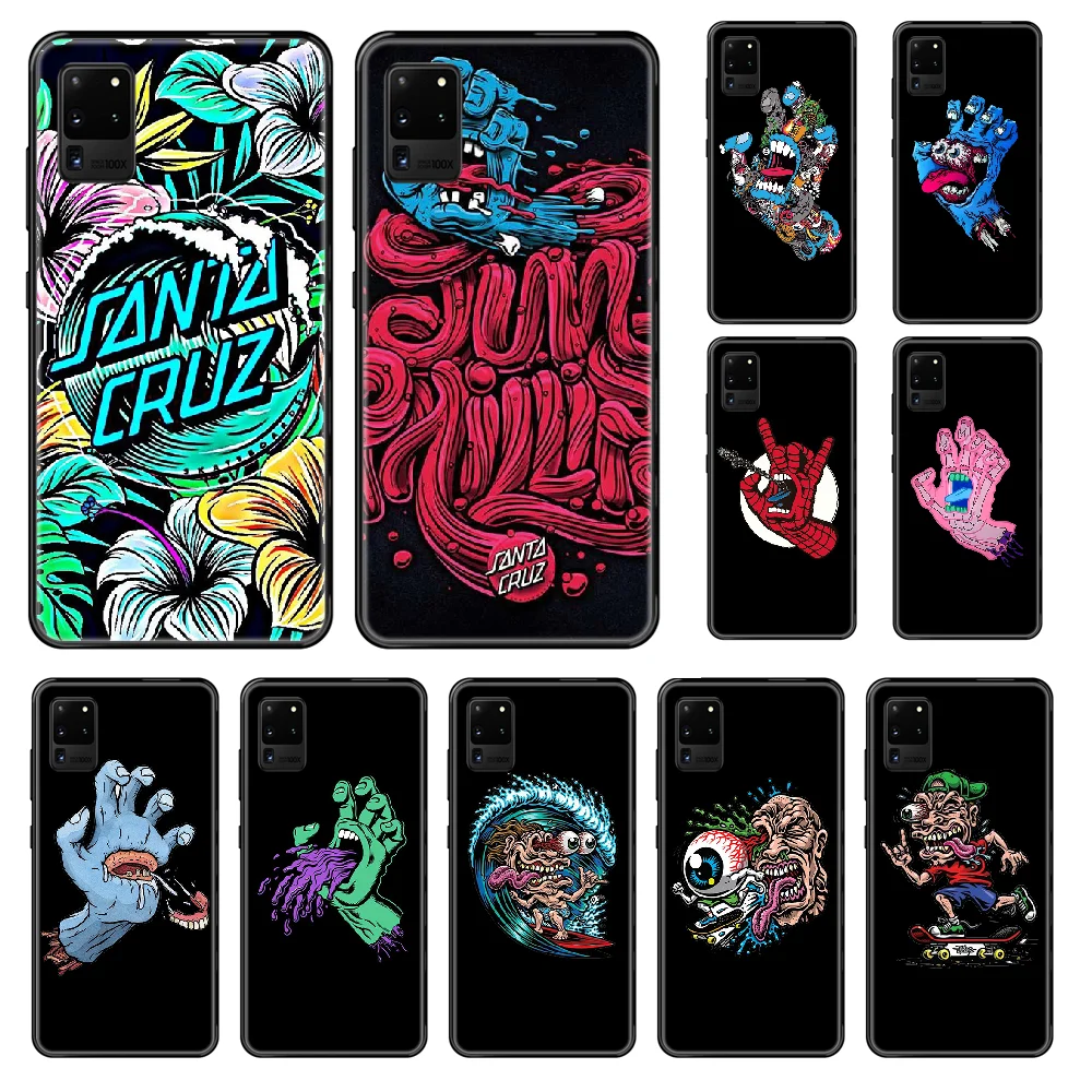 

Santa Cruz Skateboards Art Phone case For Samsung Galaxy S 3 4 5 6 7 8 9 10 Plus Lite Edge black silicone waterproof fashion