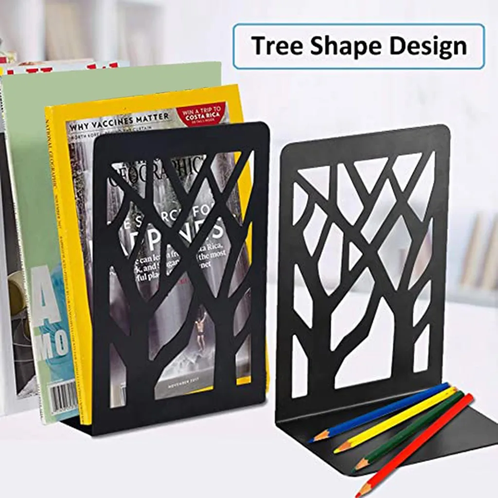 Black Metal Non-Slip Bookend Bracket Heavy Book End Office Stopper Desk Organizer Holder Bookends Accessories | Канцтовары для