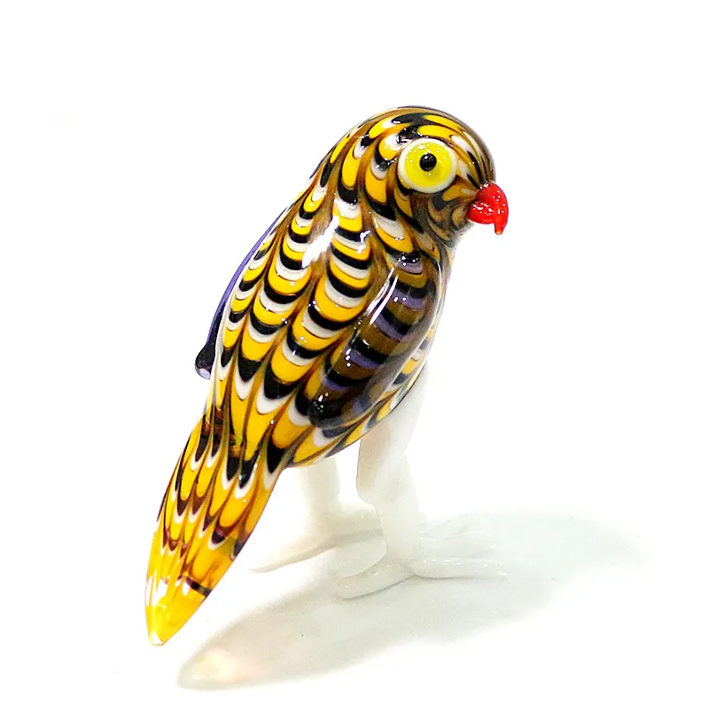 Murano Glass Owl Figurines Cute Vivid Simulation Birds Animal Craft Ornaments Home Decor Collection Holiday Party Gifts For Kids