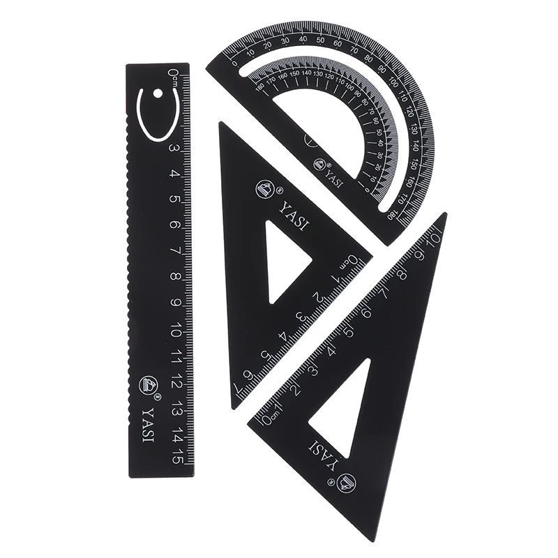 

4Pcs/set Aluminum Alloy Ruler Drawing Measurement Geometry A Variety Of Rulers