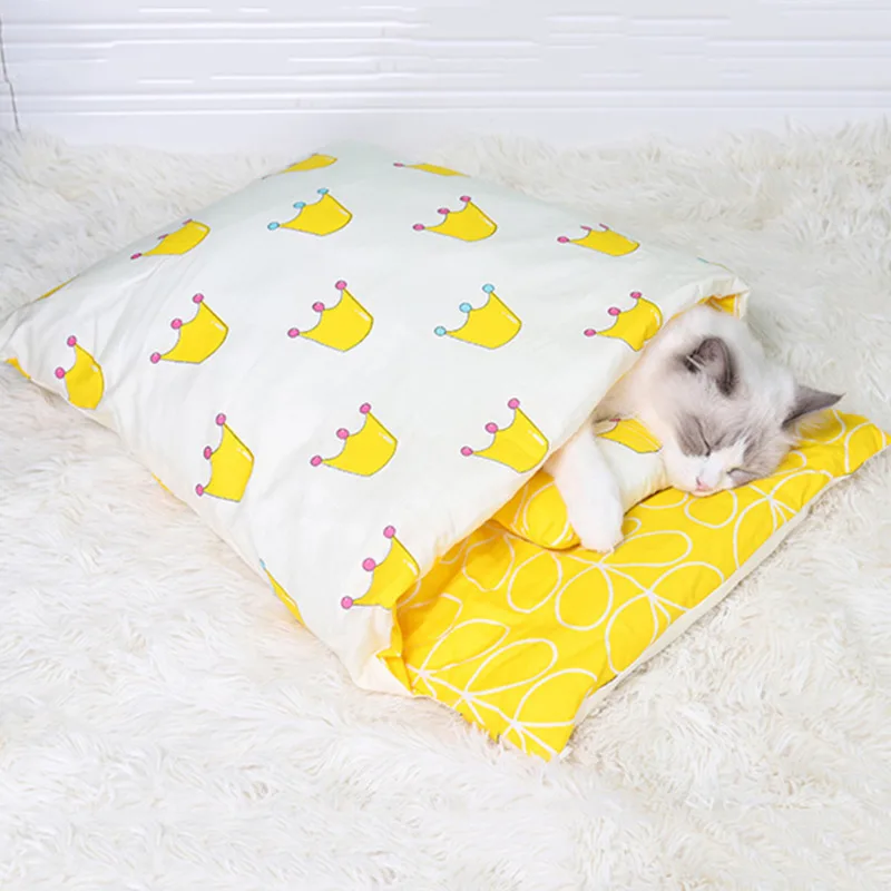 

Sleeping Bag Cat Litter Semi-closed Autumn Warm Cat Kennel Removable And Washable Cat Quilt Dog Kennel Four Seasons Universal
