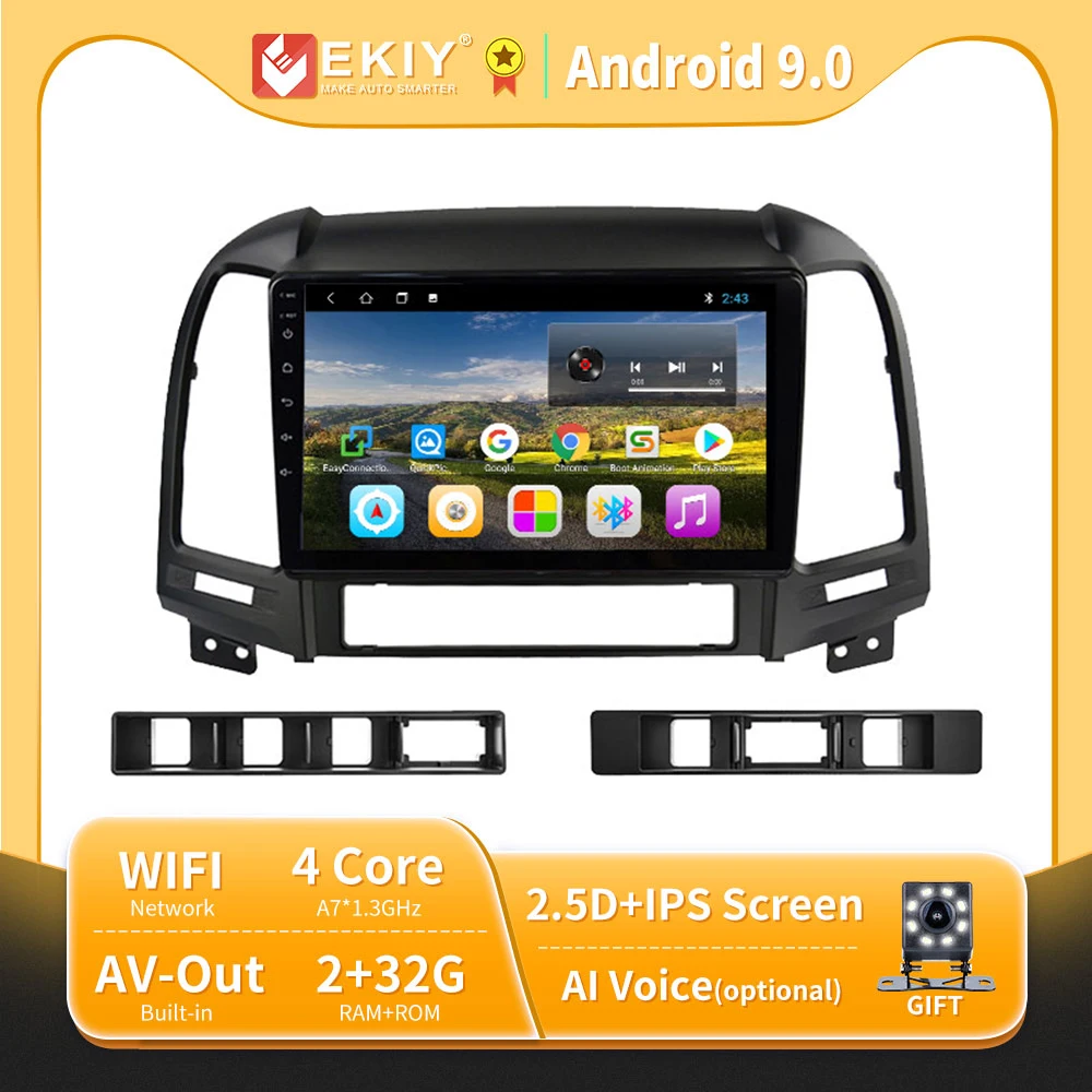 Автомобильный радиоприемник EKIY для Hyundai Santa Fe 2 2006 2007 2008 2009 2010 2011 2012 Android 9 0