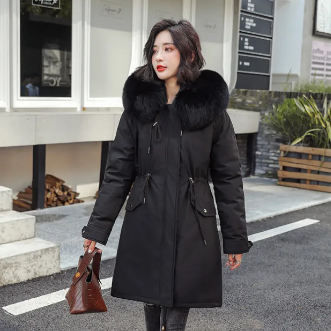 Теплое пальто зимняя бархатная Водонепроницаемая Женская куртка плюс размер