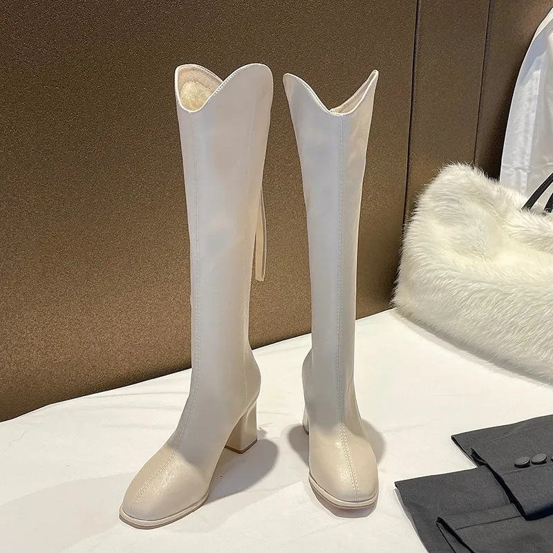 

Женские высокие ботинки, модные ботинки, женские ботинки, женская обувь с острым носком, обувь на толстом каблуке, ботинки мартинсы на молни...