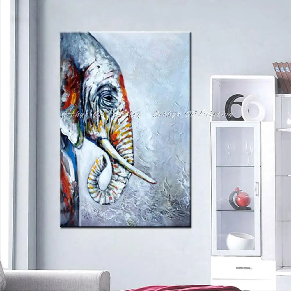 Arthyx Ручная роспись Слон животное масляная живопись на холсте Современные