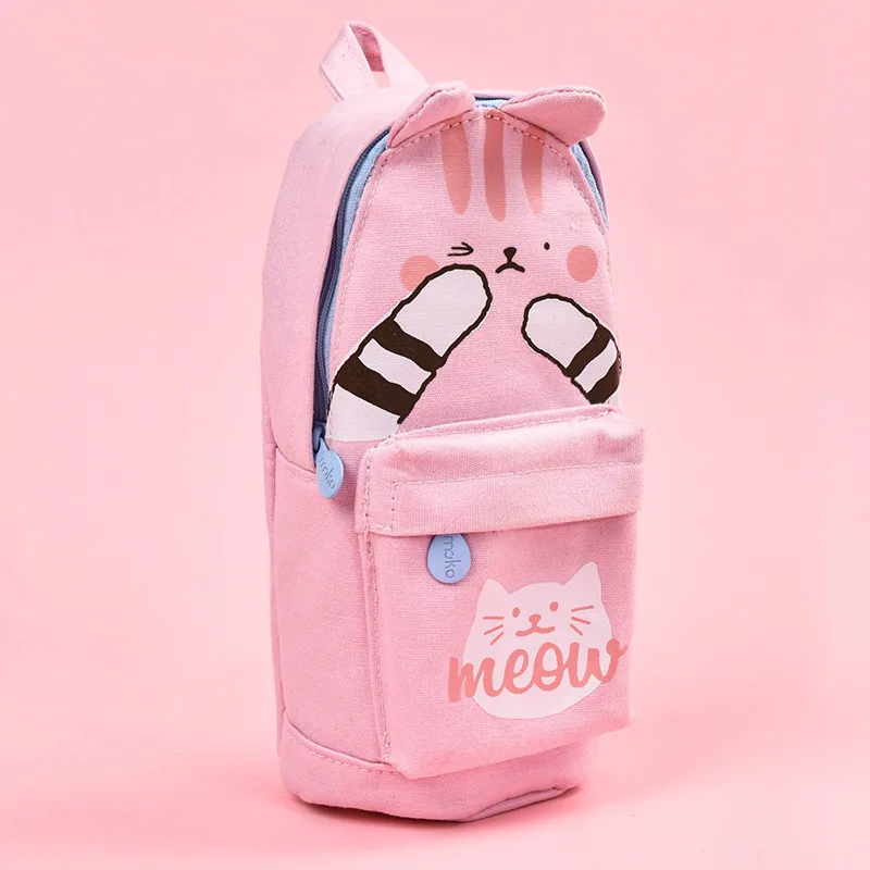 

Kawaii Cat Dinosaur Pencil Bag Standing Pencil Pouch Box Canvas Quality School Supplies Cute Stationery Boy Girl Gift Pencilcase
