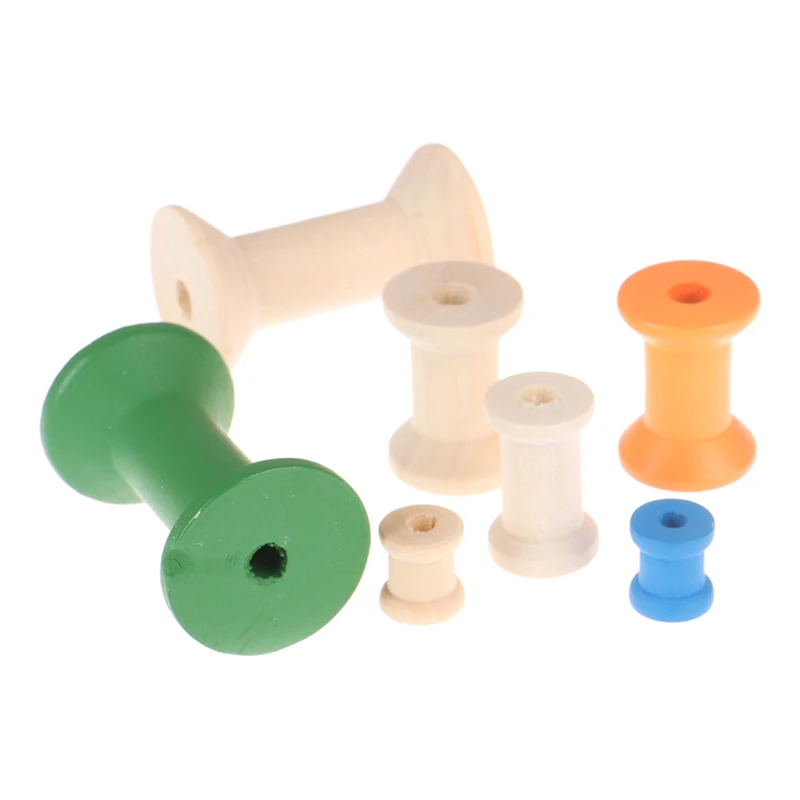 10Pcs/Pack Thread Wire Tools Wooden Bobbins Spools Reels Vintage Style Organizer For Sewing Ribbons Twine Wood Crafts | Дом и сад