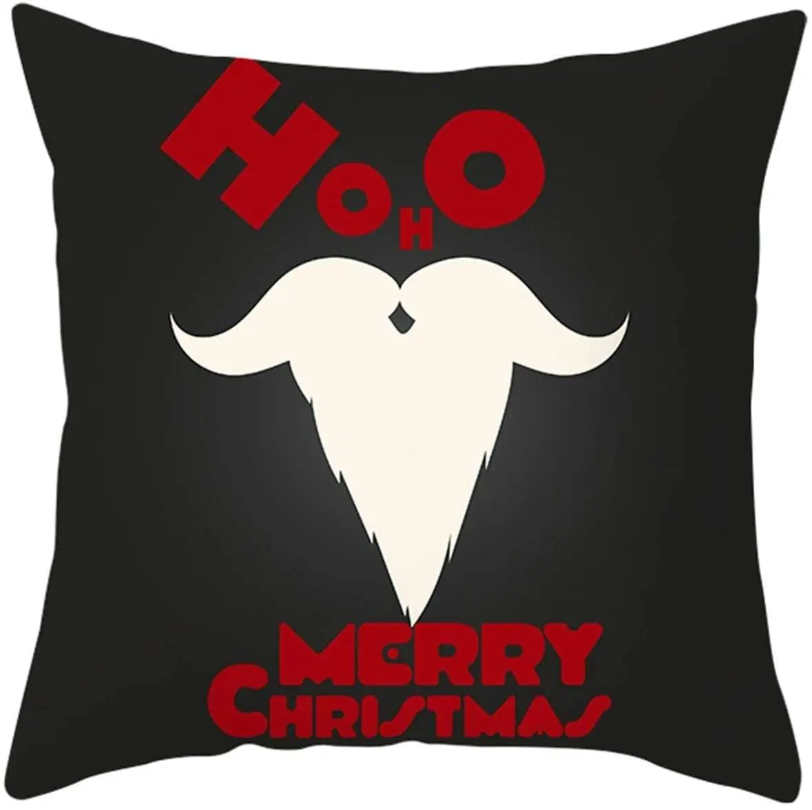 

Xmas Decorative Throw Pillow Case, Polyester Santa Beard Merry Christmas Cushion Pillowcase for Home Decor Black White Red Style