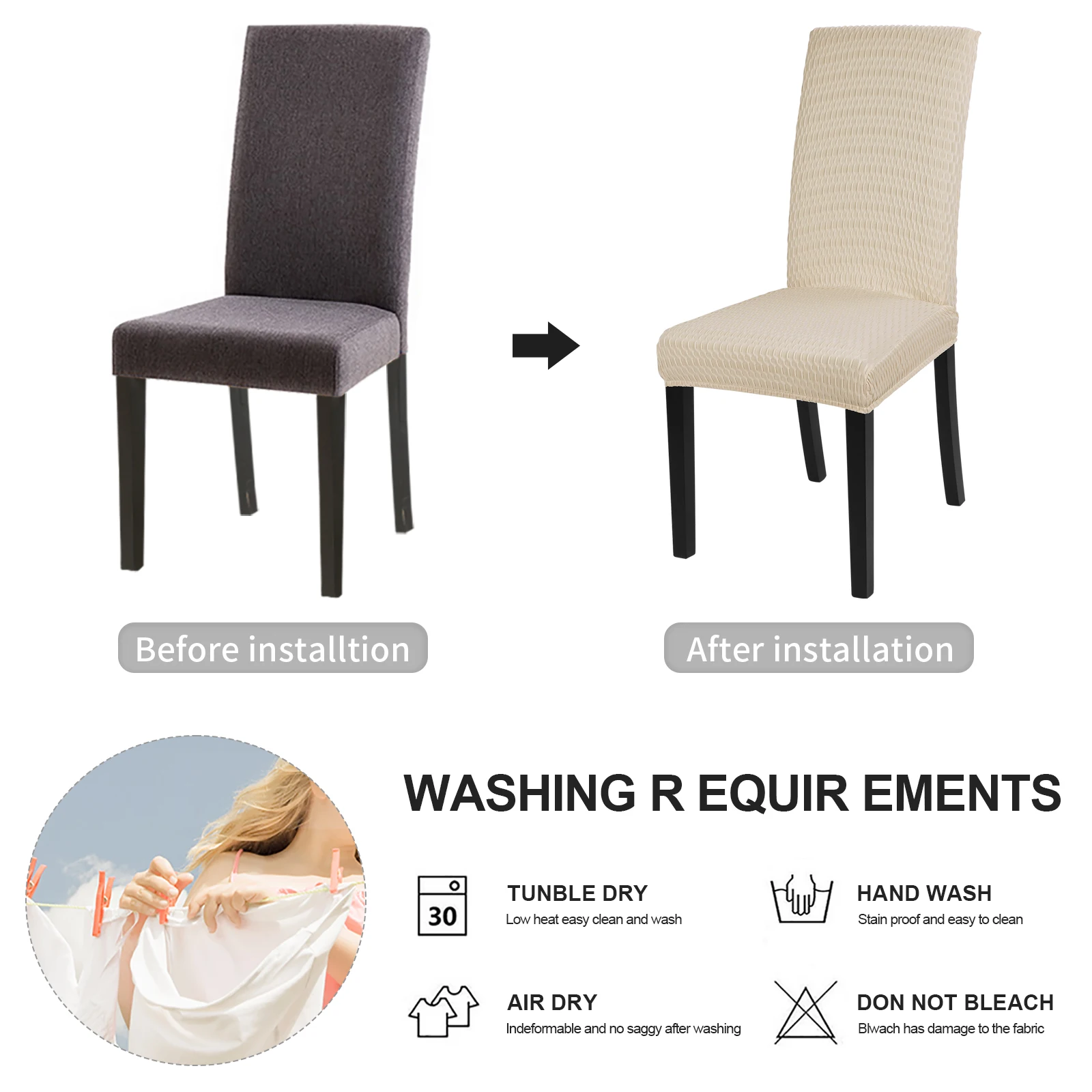 

1/2/4/6pcs Jacquard Spandex Dining Chair Cover Slipcover Protector Case Elastic Stretch for Kitchen Chair Seat Hotel Banquet