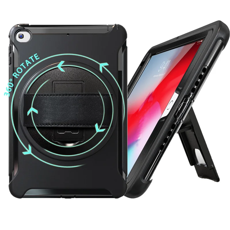 Pu Funda для iPad Mini 5 2019 чехол 7 9 360 Поворот kickstand 4 3 2 1 планшета кожаный ремешок на руку