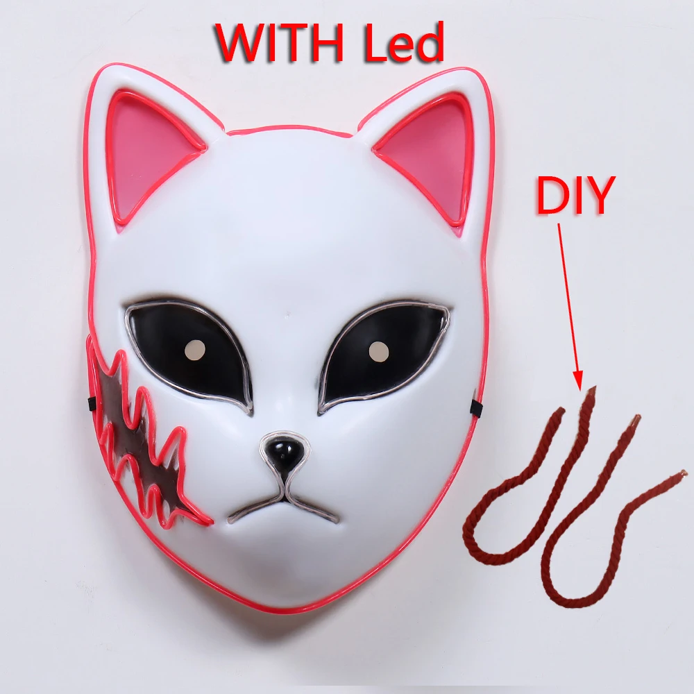 Demon Slayer Tanjirou Mask Kimetsu No Yaiba Sabito Mascarilla Anime Masks Makomo Cosplay Masques Halloween Costume Mascaras LED |