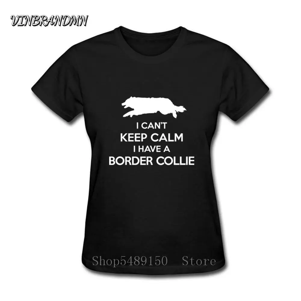 Футболка женская с коротким рукавом смешная рубашка надписью I't Keep Calm Border Collie