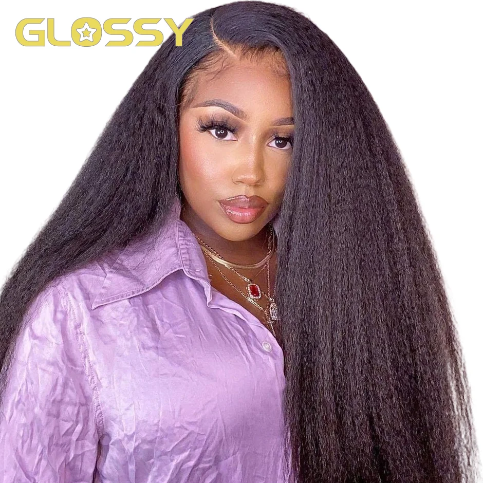 Кудрявый парик 180% Плотность Синтетические волосы на кружеве парики из