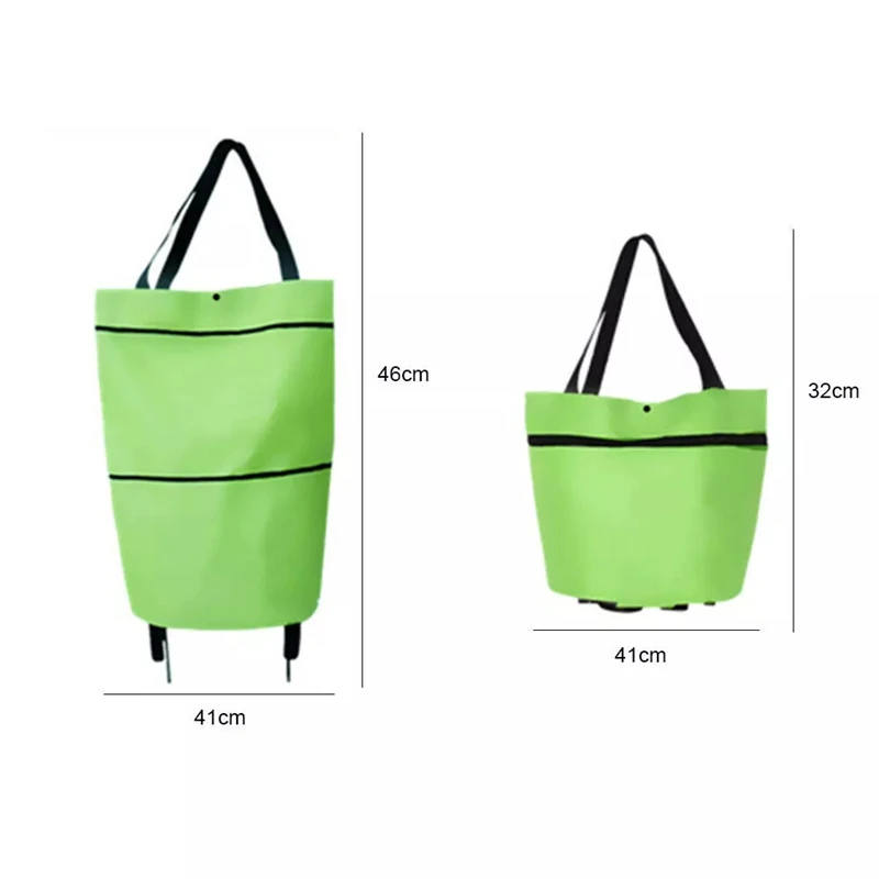 

2 In 1 Resuable Foldable Shopping Cart Large Shopping Storage Bag with Wheel Trolley Grocery Luggage Organizer Holder Carry Case