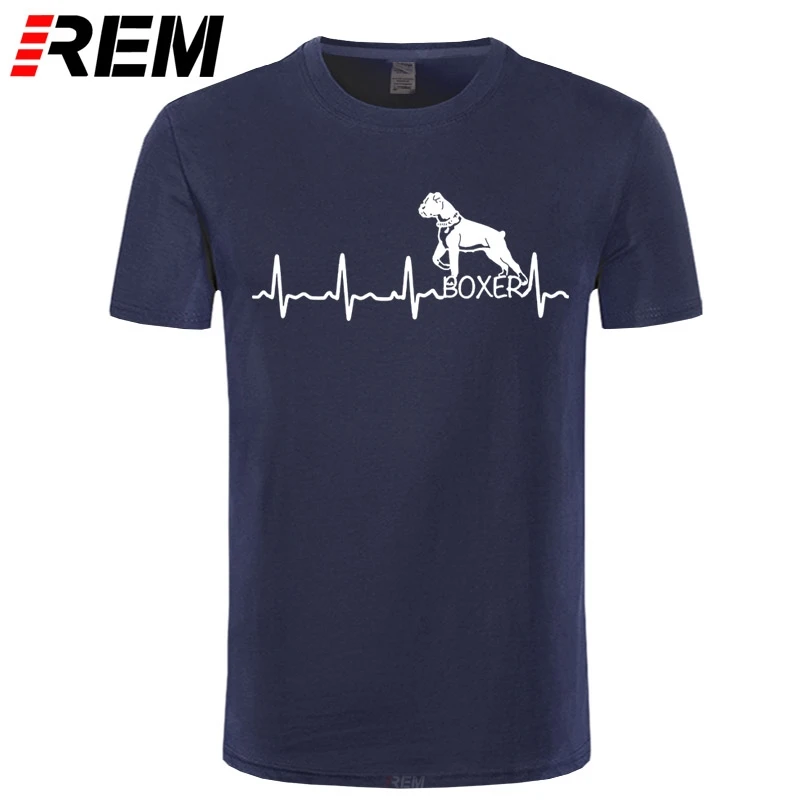 

Heartbeat Boxer Dog T-Shirts for Men Funny Tees for Dog Lover Short Sleeve Leisure Crewneck 100% Cotton Tops Printed T Shirt
