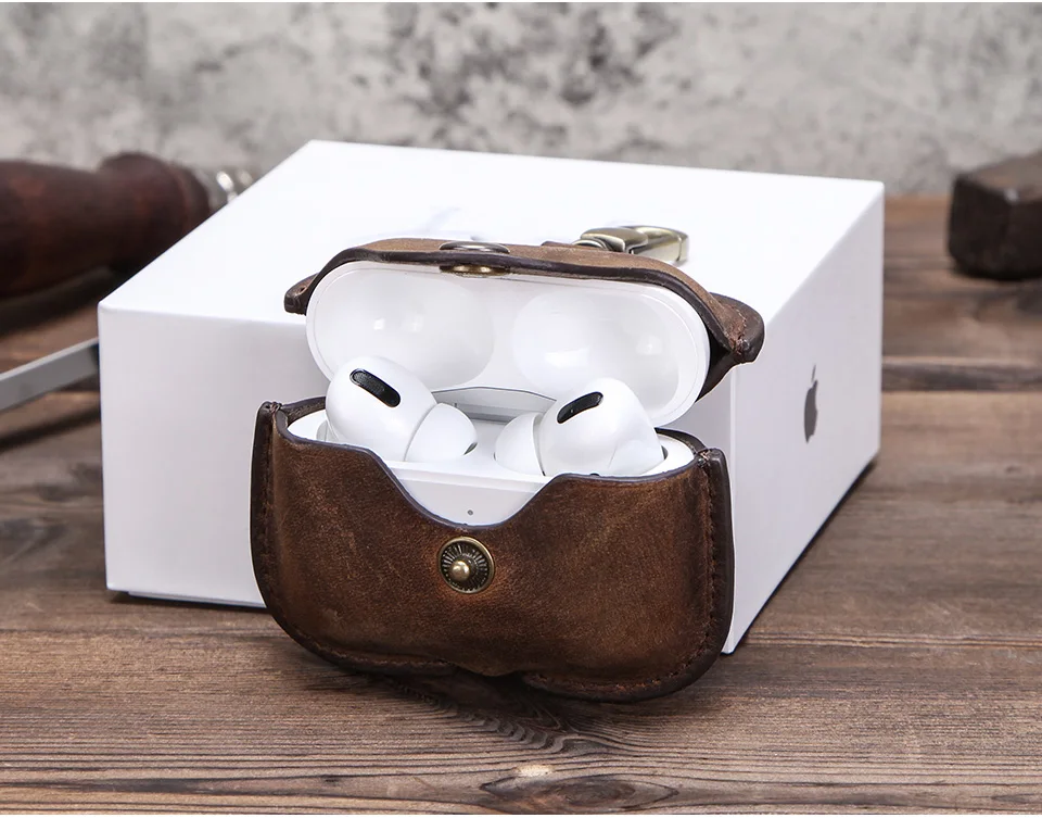Роскошный чехол из натуральной коровьей кожи airpods Pro apple fundas auriculares inalambricos airpod 3 чехол с брелком для ключей