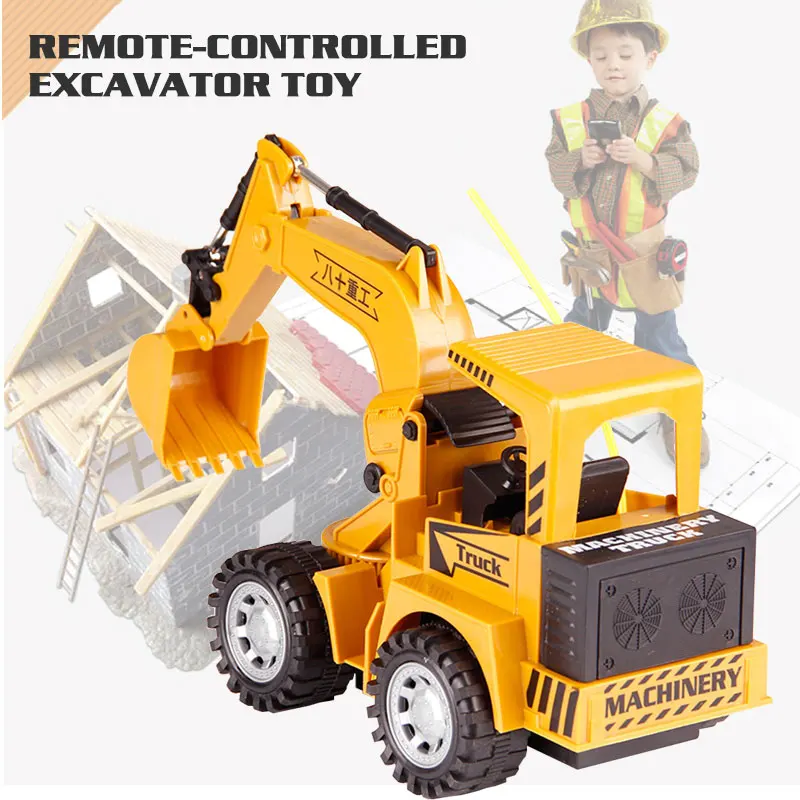 Excavator 5CH 1:18 RC грузовик экскаватор бульдозер дорожный каток вырубная машина Pace автомобиль трактор модель инженерный автомобиль детские игрушки подарки - Цвет: Excavator