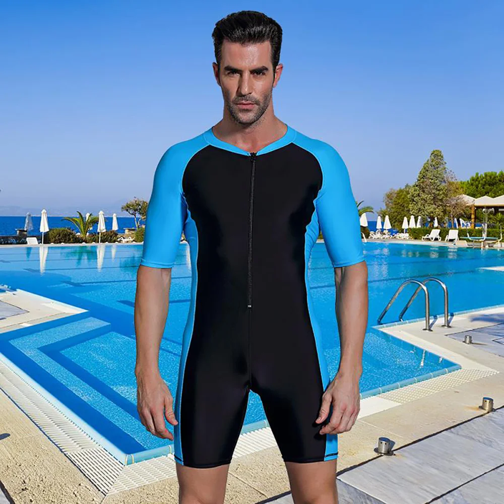 

Short-Sleeved One-Piece Clothing Wetsuit Surf Sun Protection Men Diving Jumpsuit Suit for Diving Snorkeling Swimming Size