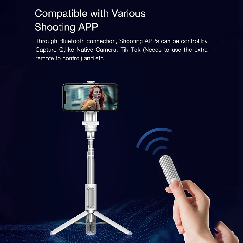 

Handheld Gimbal Phone Stabilizer Bluetooth Remote with Extendable Pole and Triood for Gopro for Phone Selfie Stick