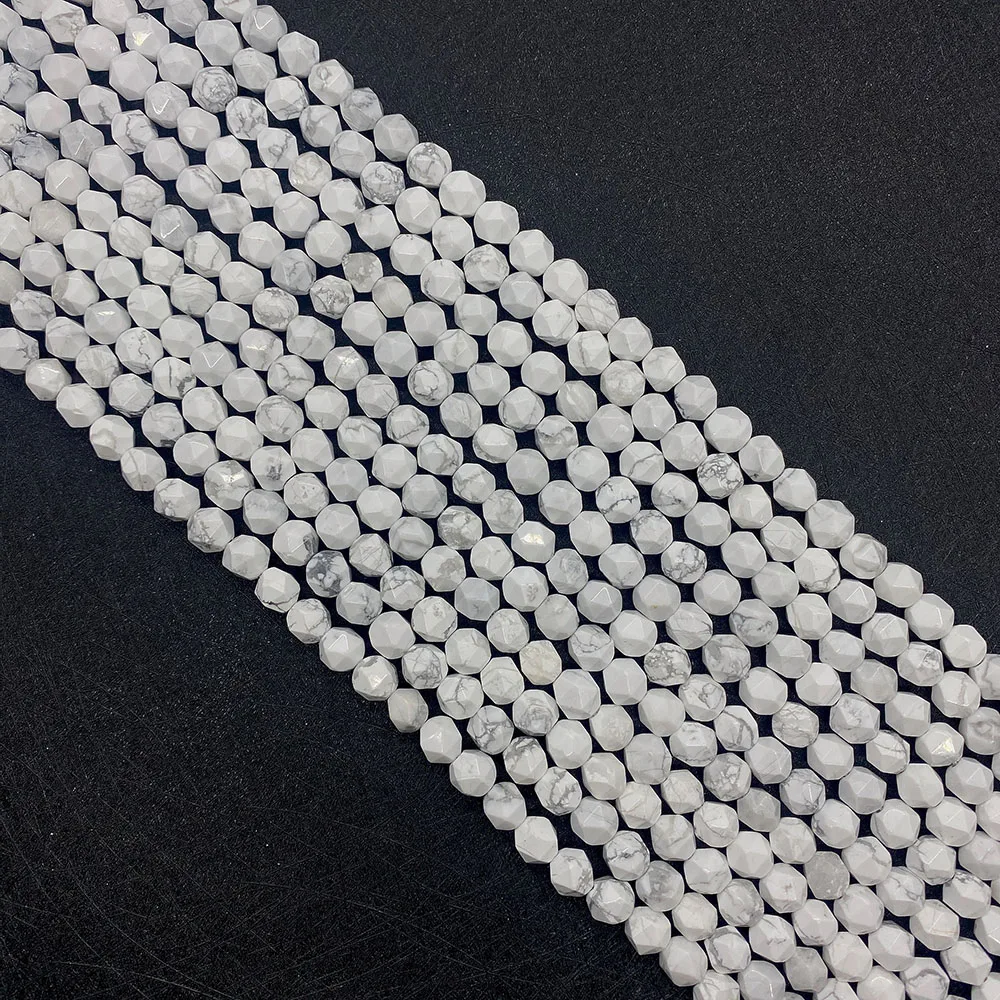 

Faceted Natural Stone Beads White Turquoise Round Loose Beads Exquisite 6 8 10 mm DIY Fashion Necklace Bracelet Accessories