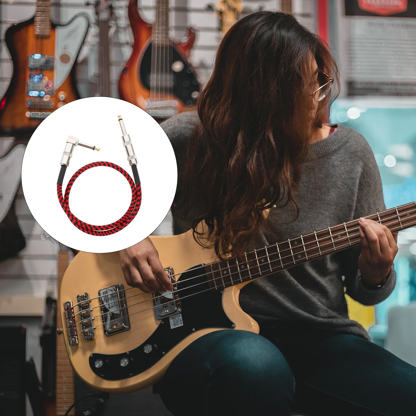 

1Pc Practical Woven Audio Cable Premium Audio Adapter Cable for Guitar Bass