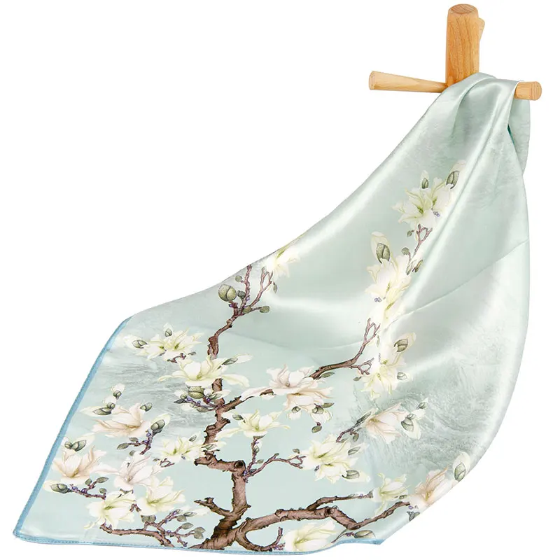 Шарф из чистого шелка Женская бандана женский шарф для волос платок вишня