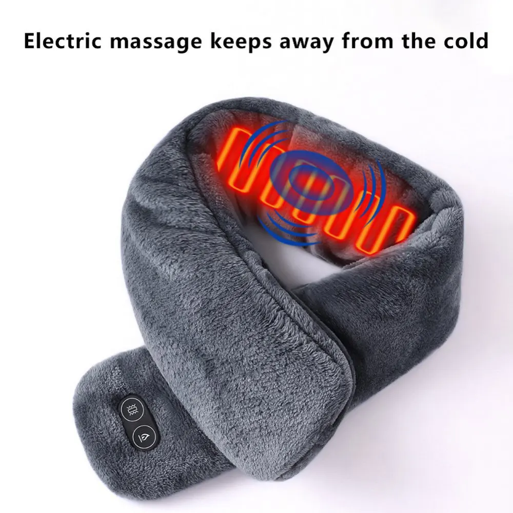 

Outdoor USB Rechargeable Heated Winter Neck Massager Women Men Neckerchief Plush Collar Scarves Cycling Climbing Skiing Scarf